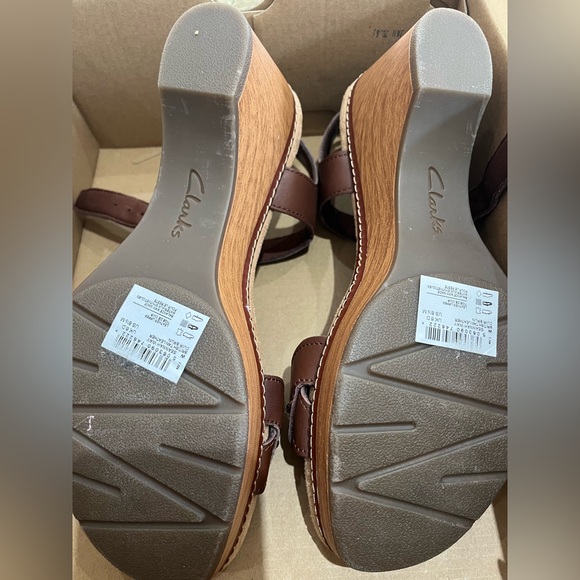 Clark’s Seannah Way British Tan Leather Platform Sandal NWT 8.5 - Picture 2 of 7